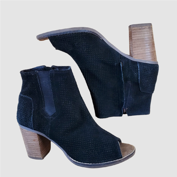 Toms Perforated Suede Open Toe Bootie - Picture 5 of 9